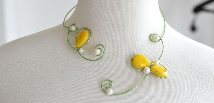 Easy Wire Wrapped Necklace Making Tutorial for Green Hands