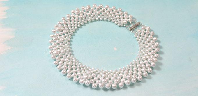 How to Make a Bridal White Pearl Bead Statement Necklace 
