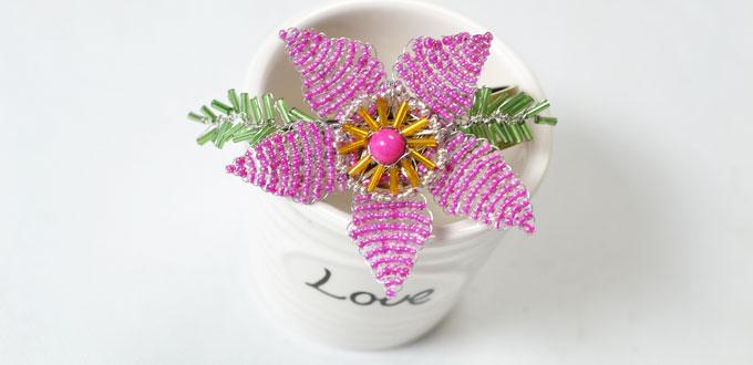 Pink Bangle Bracelet Tutorial - How to Make a Beaded Flower Bracelet 