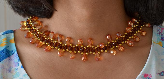 Autumn Jewelry - How to Make a Fashion Orange Beaded Choker Necklace