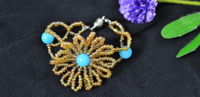 Pandahall Jewelry - How to Make a Beaded Sunflower Charm Bracelet 