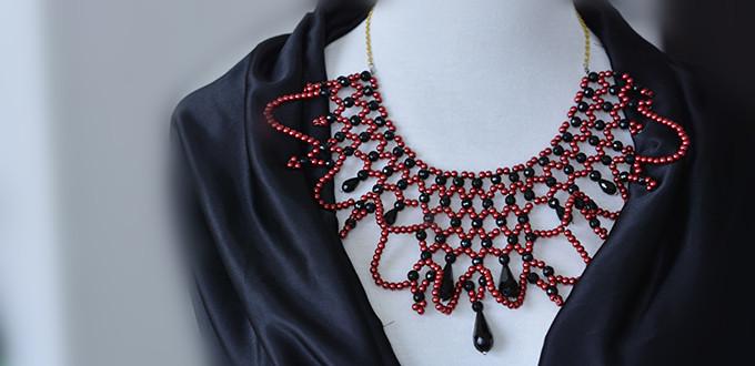How to Make a Chunky Red and Black Statement Necklace at Home 