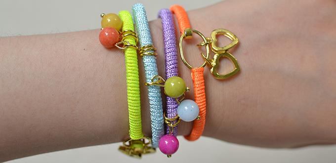 How do I Make a 4 Color Nylon Cord Friendship Bracelet with Jade Beads 