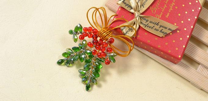 How to Make a Charming Christmas Brooch with Beads and Wires