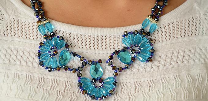 How to Make a Delicate Blue Charm Necklace with Beads at Home 