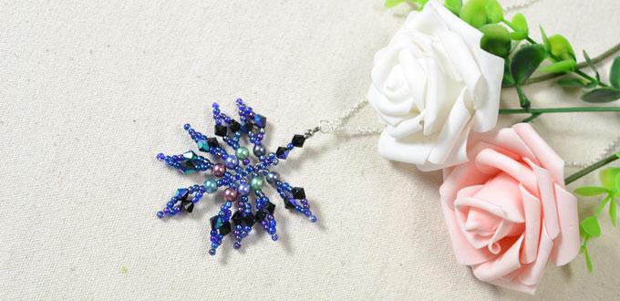 How to Make a Navy Blue Leaf Pendant Necklace with Beads and Chains
