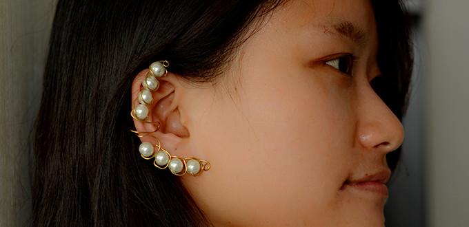 A Detailed Tutorial on How to Make Ear Cuffs with Wire and Pearls in 2 Steps