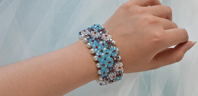Pandahall Tutorial - How to Make a Cute Cuff Pearl and Glass Beaded Bracelet