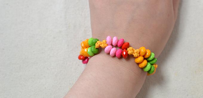 Wax Cord Bracelet Tutorial on Making Bracelets with String and Beads in Candy Color
