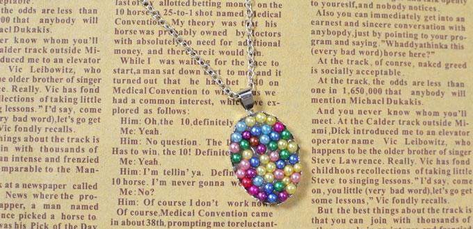 How to Make a Colorful Pearl Pendant Necklace with Silver Chain at Home