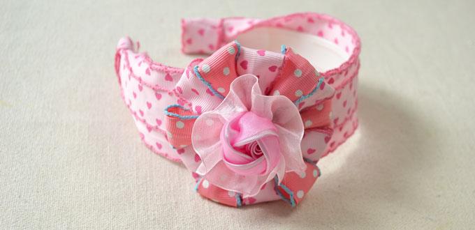 How to Make a Ribbon Flower Headband in Pink for Girls 