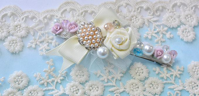 How to Make a Ribbon and Bead Flower Hair Barrette
