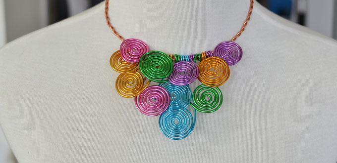 How to Make a Wire Wrapped Multi Colored Statement Necklace 