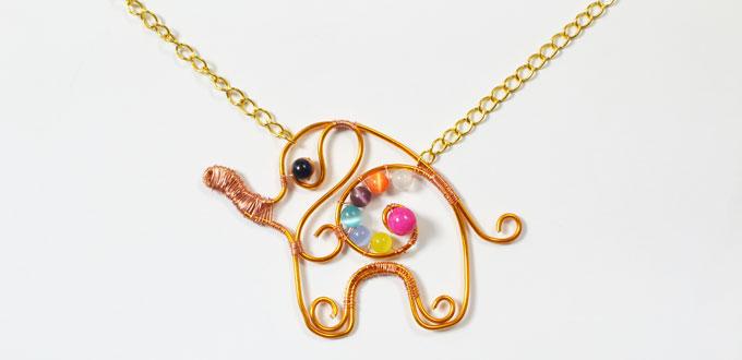 How to Make a Cute Gold Wire Wrapped Elephant Pendent Necklace