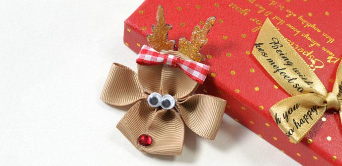 Pandahall Tutorial on Making Christmas Reindeer Hair Clips with Ribbons