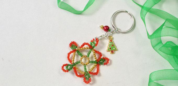 How to Make Handmade Key Chains with Seed Bead Snowflake Pattern for Christmas 
