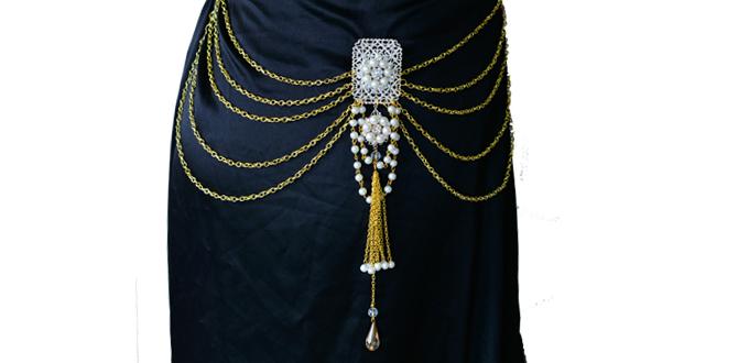 How to Make a Gold Waist Chain with Tassels and Glass Bead Dangle