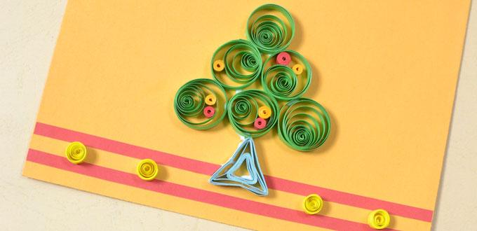  Pandahall Tutorial on How to Make a 3D Paper Quilling Christmas Tree Card