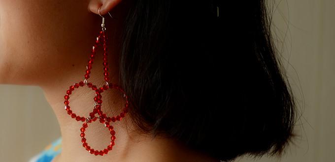 How to Make a Pair of Red Handmade Beaded Dangling Earrings