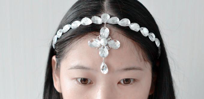 How to Make a Cute White Beaded Headband with Cross Drop Pendant