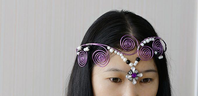 How to Make a Purple Wire Wrapped Headpiece with Rhinestone Drop 