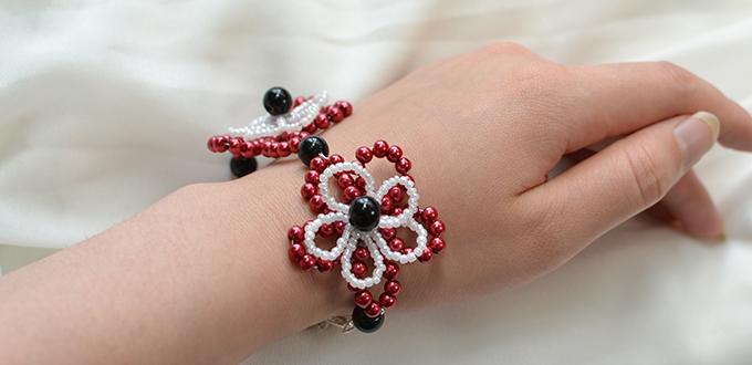 Pandahall Tutorial - How to Make a Red Pearl Flower Bracelet 