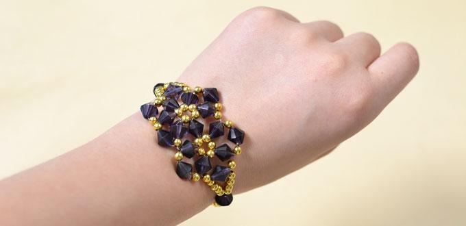  Instructions on How to Make a Charming Purple Glass Beaded Flower Bracelet 