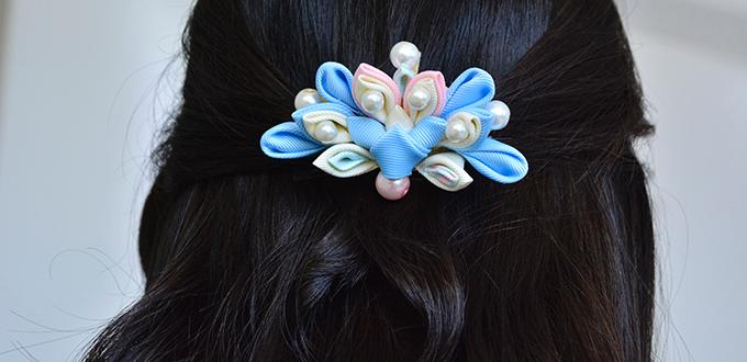 Free Instructions on How to Make Japanese Flower Hair Ornaments with Pearl Beads 