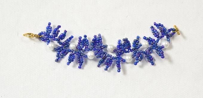 Instructions on Making a Purple Seed Bead Tassel Bracelet with White Pearl Adornments 