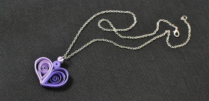 How to Make a Purple Quilling Paper Heart Pendant Necklace for Girls