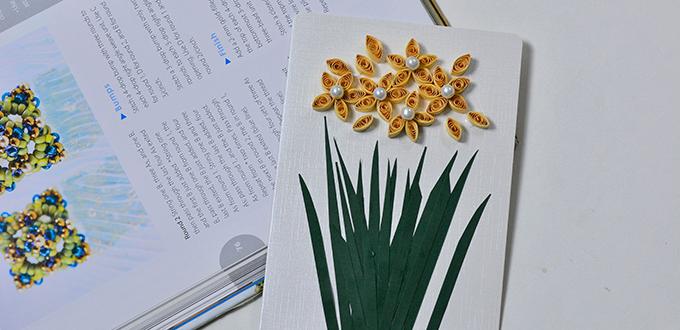 Pandahall Tutorial on How to Make a Yellow Quilling Paper Flower Card