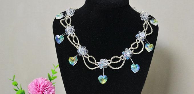 How to Make a Charming Beaded Necklace with Rhinestone Heart Drops for Valentine's Day 