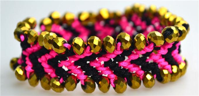 How do You Make Braided Chevron Friendship Bracelet with Golden Bicone Beads