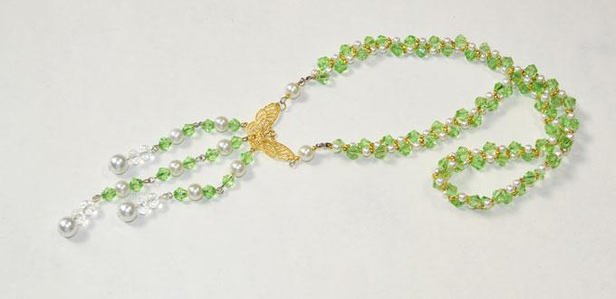 How to Make a Glass Stranded Necklace with Butterfly and Beaded Long Pendant 