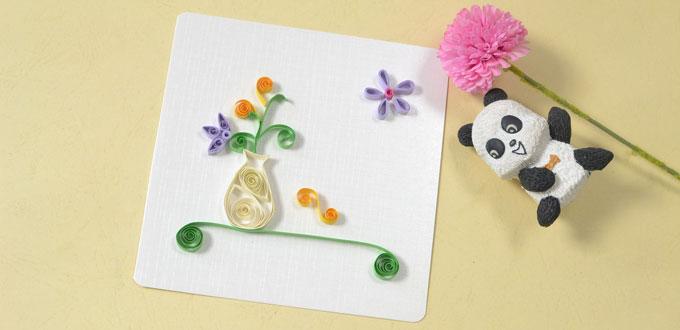 Pandahall Instructions on Making Paper Quilling Flower Vase Greeting Card 