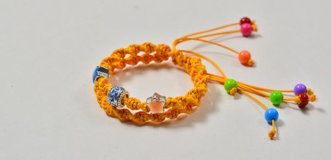How to Braid a Yellow Cord Friendship Bracelet with Colorful Acrylic Beads 