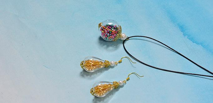How to Make Easy Glass Bead Pendant Necklace and Earring Jewelry Set