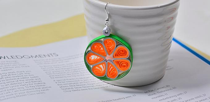 How to Make Simple Hoop Earrings with Orange Quilling Flower
