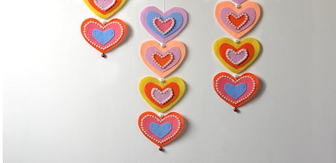 How to Make Pretty Felt Heart Hanging Ornaments with Pearl Decorated 