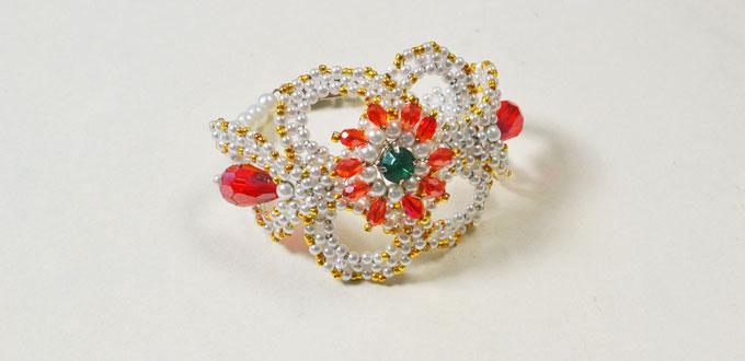 How to Make Delicate Beading Flower Bracelets with Pearl and Glass Beads 