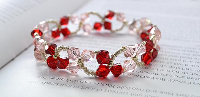 How to Make a Lovely Red and Pink Crystal Dancing Clover Bracelet for Girls 