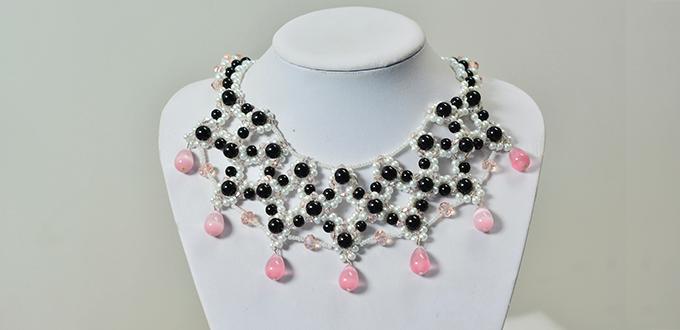 How to Make Delicate Beading Bib Necklace with Pearl and Jade Beads 