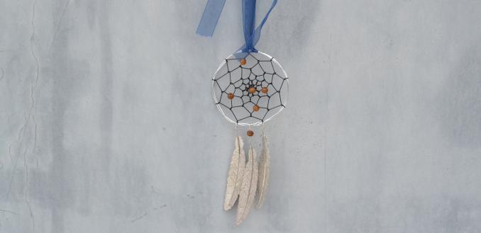 How to Make Simple Mini Dream Catcher with Silver Leaves Pendants 