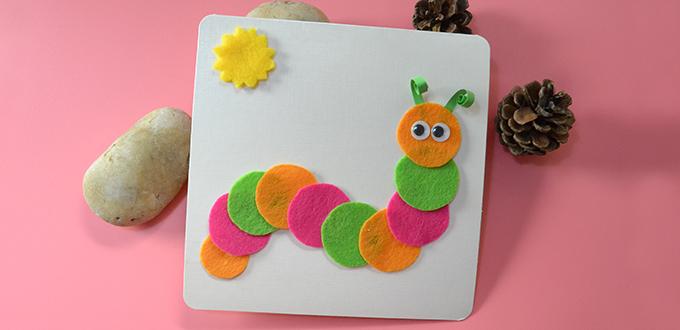Instructions on How to Make Felt Carpenterworm Greeting Card for Kids 