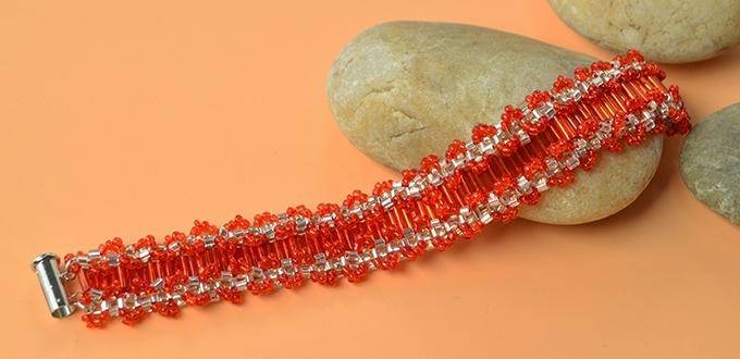 Pandahall Tutorial on Making a Beautiful Red Tube Bead and Seed Bead Bracelet 