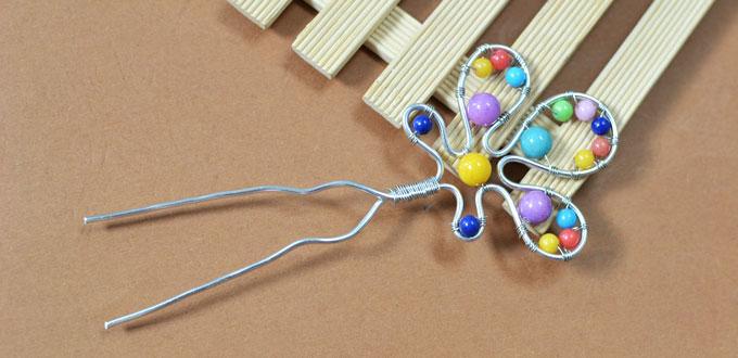 How to Make an Easy Wire Wrapped Hair Pin with Colorful Jade Beads