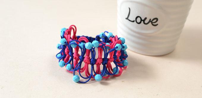 How to Make a Blue and Red Nylon Thread Braided Friendship Bracelet