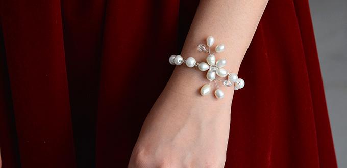How to Make a Simple and Elegant Wire Wrapped Pearl Flower Bracelet 