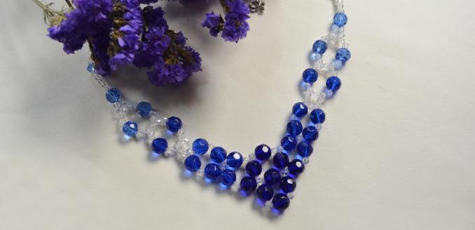 How to Make a Bling Handmade Blue and Clear Glass Bead Necklace at Home