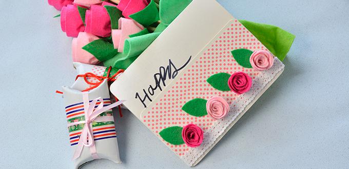 Easy DIY Project – How to Make a Lovely Felt Roses Gift Card for Children at Home 